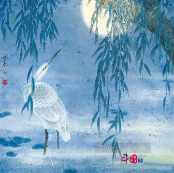 Arte Tradicional Chino Painting - Garza en la noche tradicional China